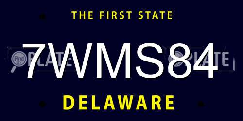 7WMS84 Delaware License Plate