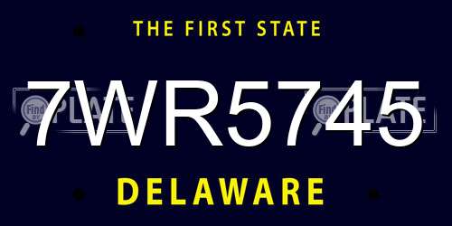 7WR5745 Delaware License Plate