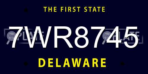 7WR8745 Delaware License Plate