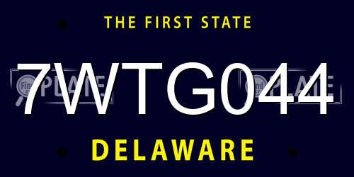 7WTG044 Delaware License Plate