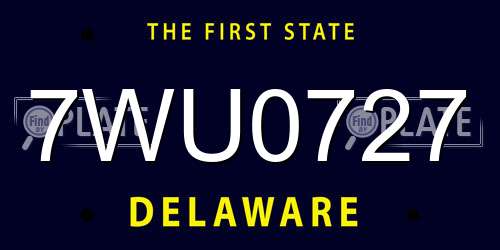 7WU0727 Delaware License Plate