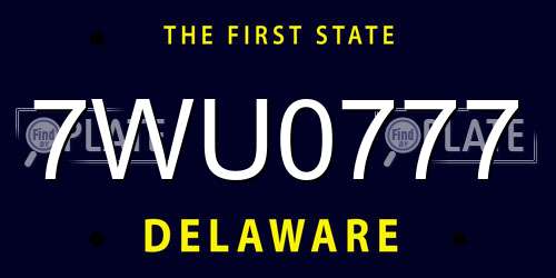 7WU0777 Delaware License Plate