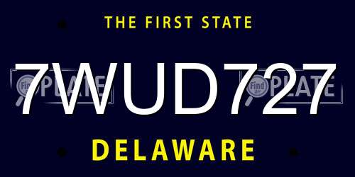7WUD727 Delaware License Plate