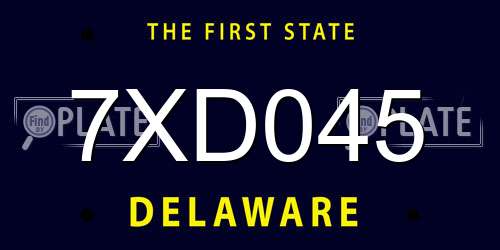 7XD045 Delaware License Plate