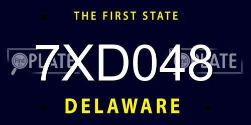 7XD048 Delaware License Plate
