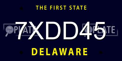 7XDD45 Delaware License Plate