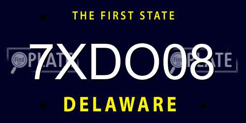 7XDO08 Delaware License Plate