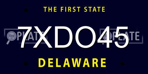 7XDO45 Delaware License Plate