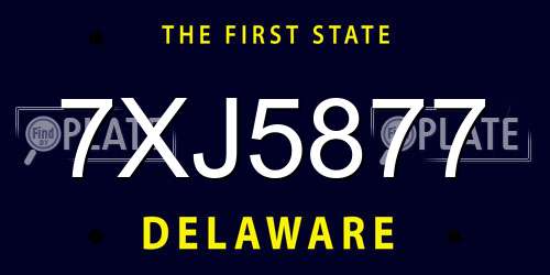 7XJ5877 Delaware License Plate