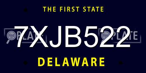 7XJB522 Delaware License Plate