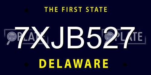 7XJB527 Delaware License Plate