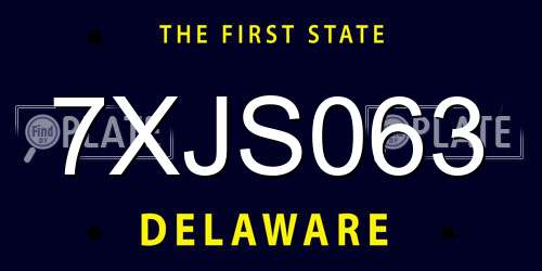 7XJS063 Delaware License Plate
