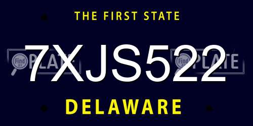 7XJS522 Delaware License Plate