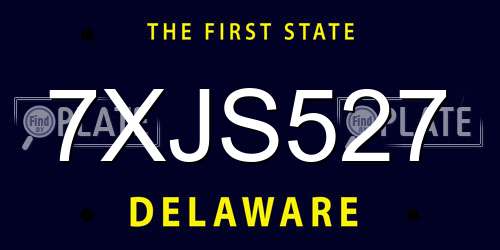 7XJS527 Delaware License Plate