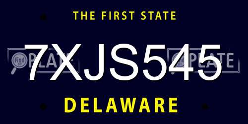 7XJS545 Delaware License Plate