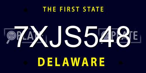 7XJS548 Delaware License Plate