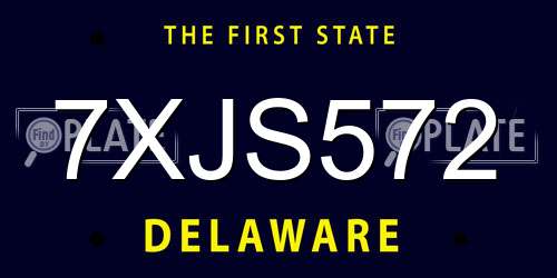 7XJS572 Delaware License Plate