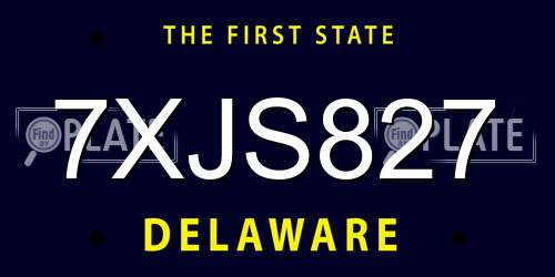 7XJS827 Delaware License Plate