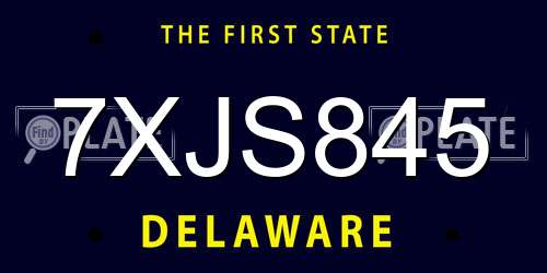 7XJS845 Delaware License Plate