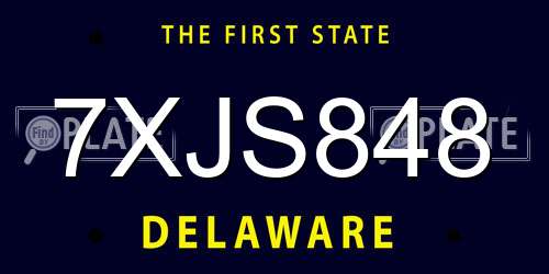 7XJS848 Delaware License Plate
