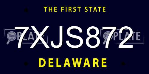 7XJS872 Delaware License Plate