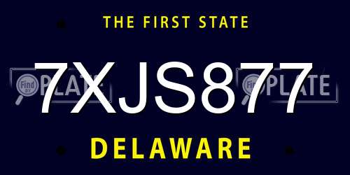 7XJS877 Delaware License Plate