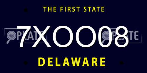 7XOO08 Delaware License Plate