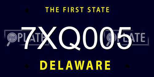 7XQ005 Delaware License Plate