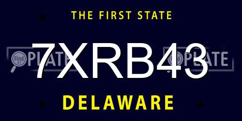 7XRB43 Delaware License Plate