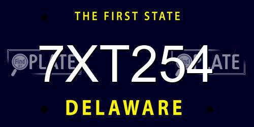7XT254 Delaware License Plate