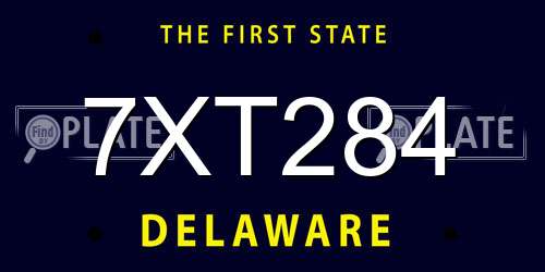 7XT284 Delaware License Plate