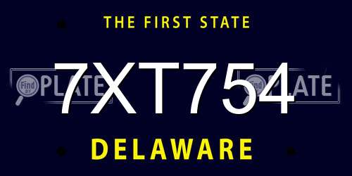 7XT754 Delaware License Plate