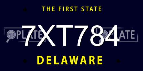 7XT784 Delaware License Plate