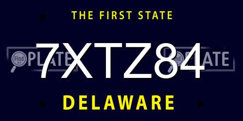 7XTZ84 Delaware License Plate
