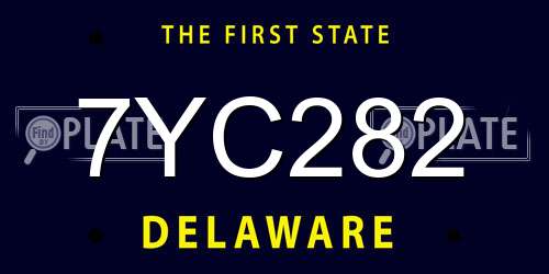 7YC282 Delaware License Plate