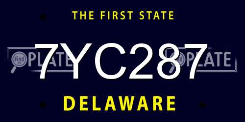 7YC287 Delaware License Plate