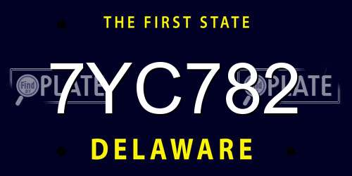 7YC782 Delaware License Plate