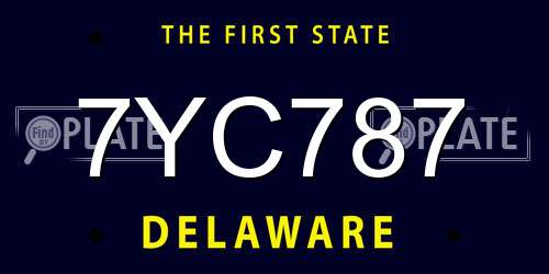 7YC787 Delaware License Plate