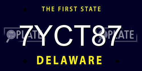 7YCT87 Delaware License Plate