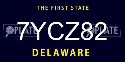 7YCZ82 Delaware License Plate