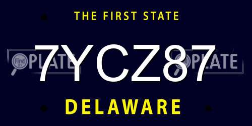 7YCZ87 Delaware License Plate