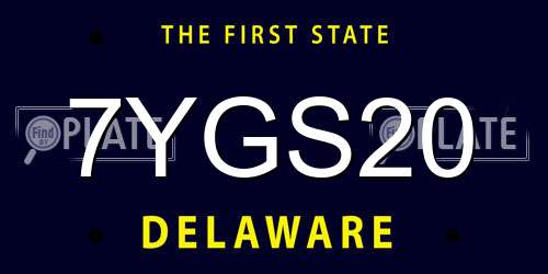 7YGS20 Delaware License Plate