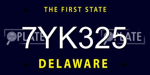 7YK325 Delaware License Plate
