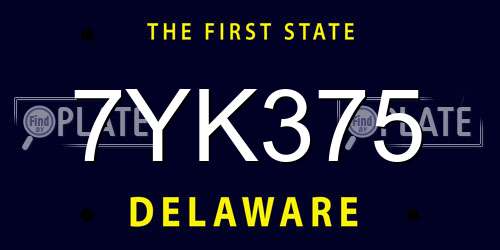 7YK375 Delaware License Plate