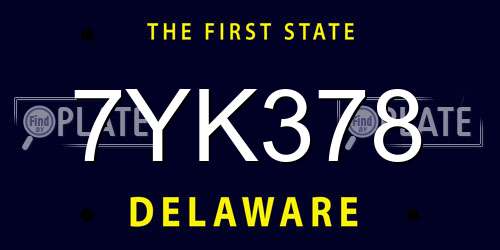 7YK378 Delaware License Plate