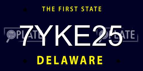 7YKE25 Delaware License Plate