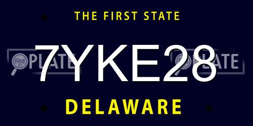 7YKE28 Delaware License Plate