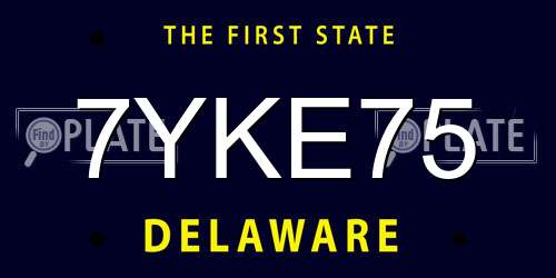 7YKE75 Delaware License Plate
