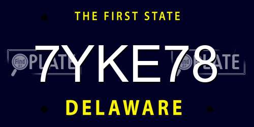 7YKE78 Delaware License Plate