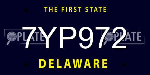 7YP972 Delaware License Plate